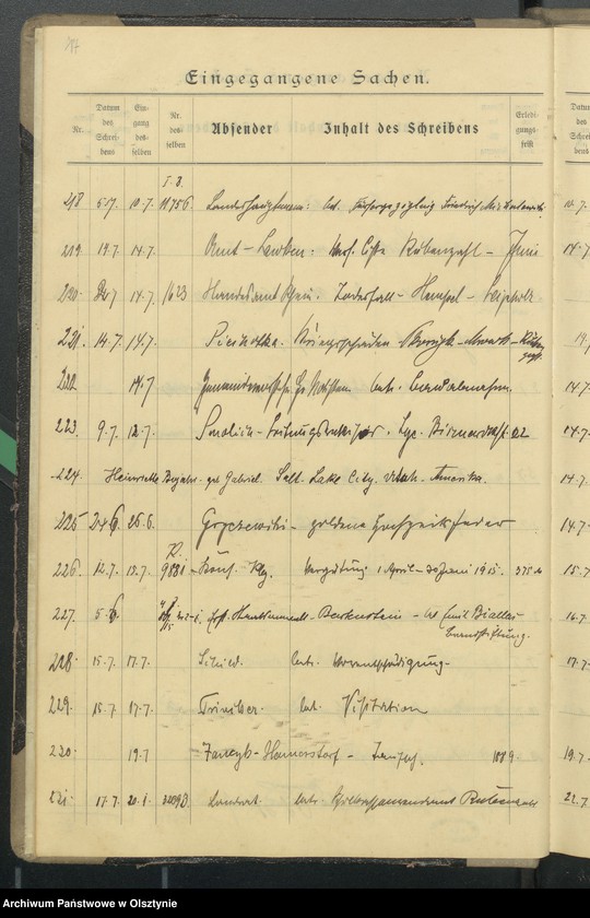 image.from.unit.number "Geschäfts Tagebuch Register der anausgegangenen Schreiben"