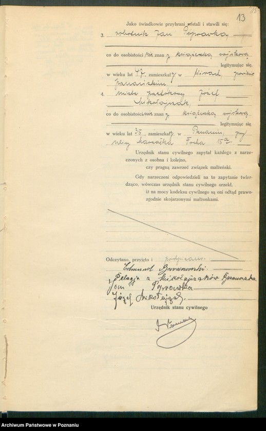 Obraz 14 z jednostki "Księga miejscowa małżeństw tom I [Rejestr główny małżeństw]"