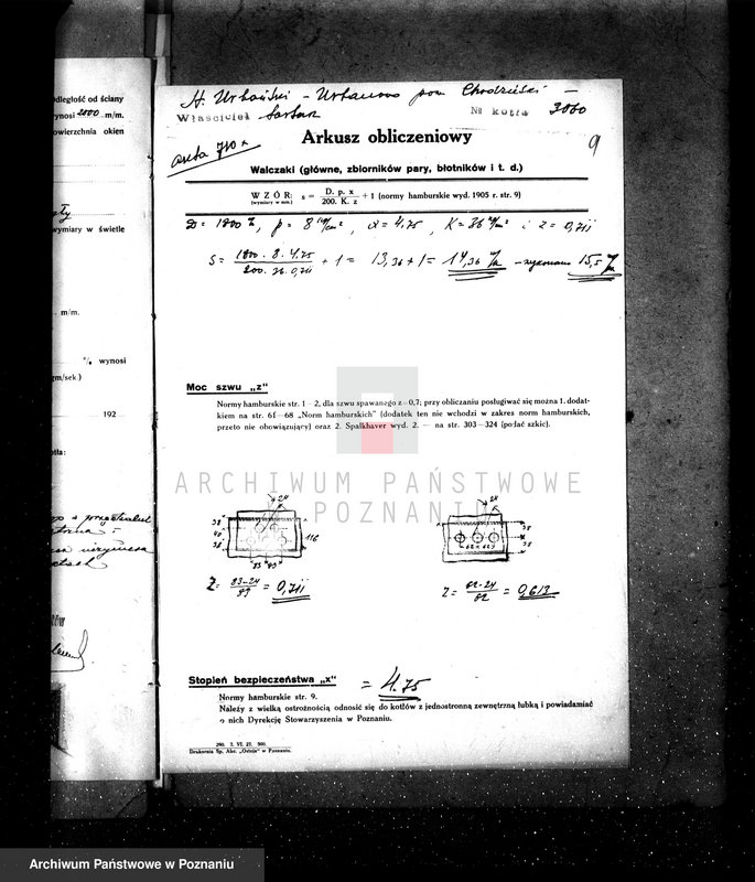 Obraz 13 z jednostki "Tartak i fabryka wyrobów z drzewa St. Urbański Urbanowo pow chodzieski nadzór nad kotłem parowym nr fabr. 3060"