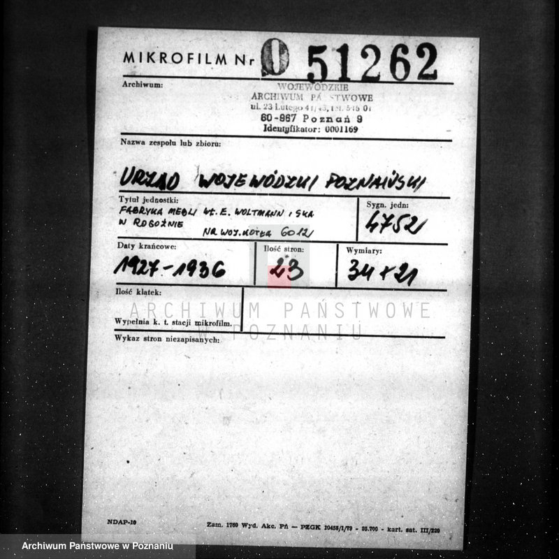 Obraz 2 z jednostki "Fabryka mebli własność. E. Woltmann i Ska. w Rogoźnie nr woj. kotła 6012"