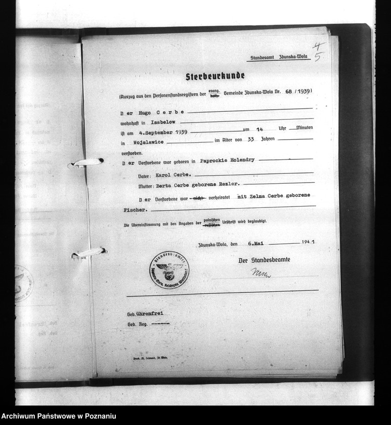 Obraz 9 z jednostki "Wykazy miejscowych Niemców, którzy zginęli w 1939 roku. Kreis Sieradsch (Sieradz)"