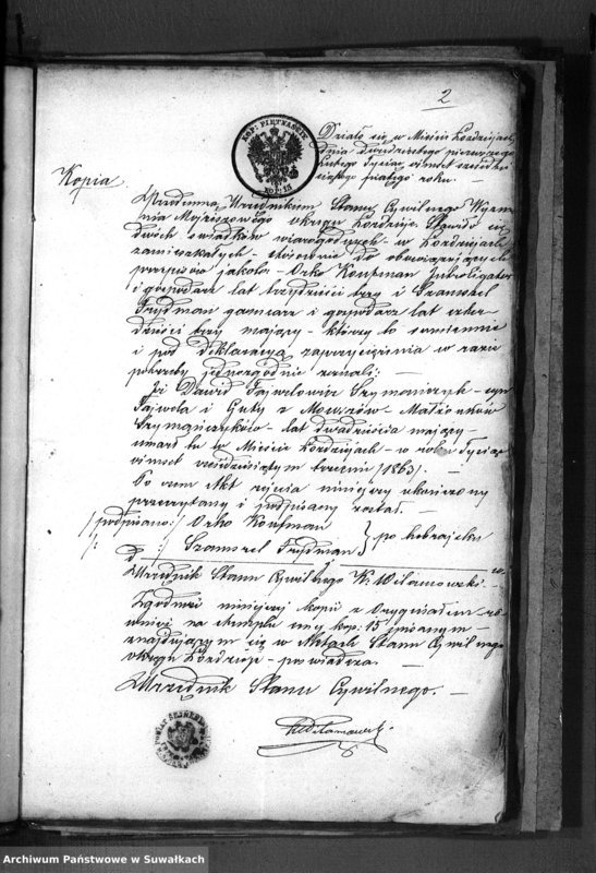 image.from.unit.number "Dowody Akt Ślubnych Okręgu Bożniczego Puńsk z r. 1866"