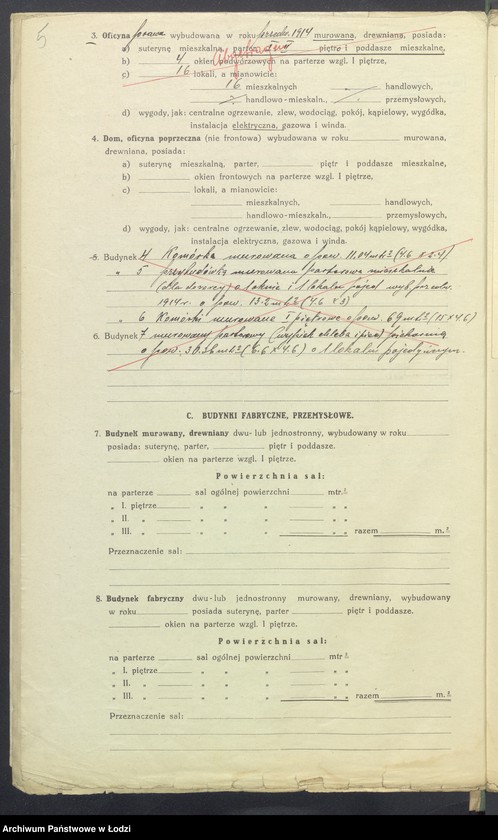 Obraz 7 z jednostki "Księga inwentarzowa nieruchomości m. Łodzi ul. Leśna"