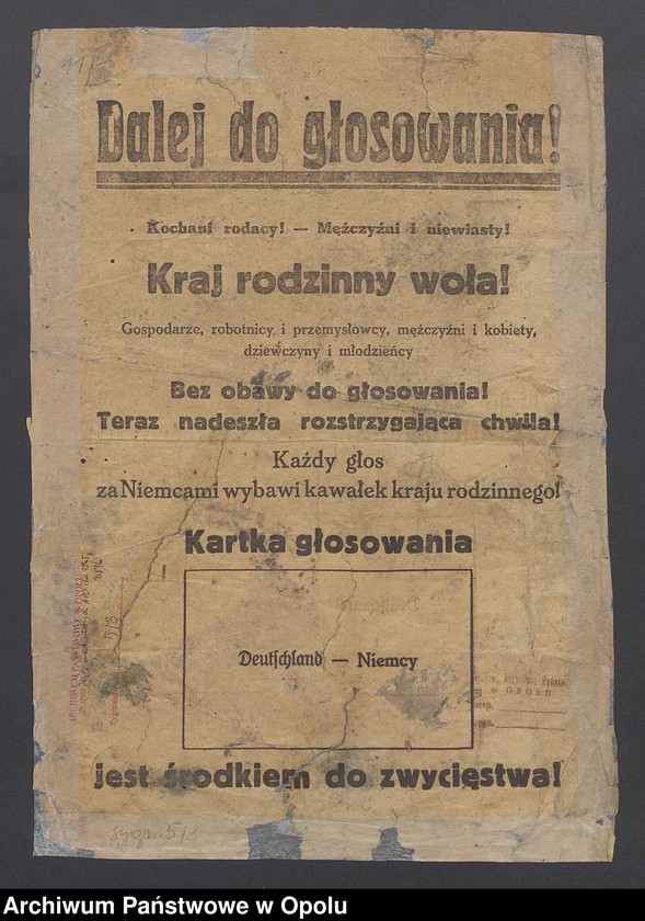 Obraz 4 z kolekcji "Materiały ulotne Archiwum Państwowego w Opolu do 1945 r."