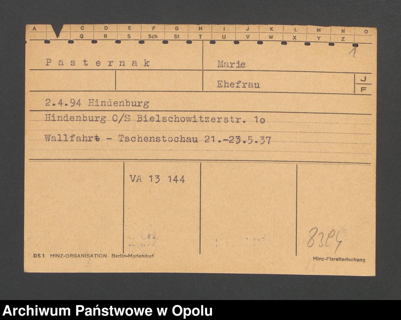 Obraz 3 z jednostki "[Pasternak Marie, ur. 02.04.1894 Hindenburg]"