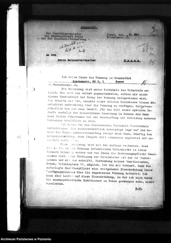 Obraz 19 z jednostki "Wohnungszuweisungen für Deutsche. Verdrängung der Polen."