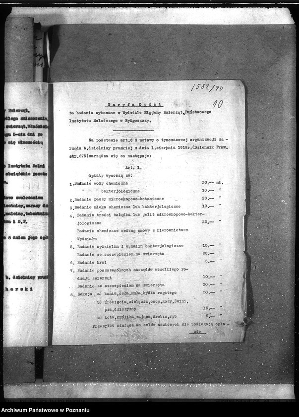 Obraz 14 z jednostki "Instytut Higieny Zwierząt w Bydgoszczy Taryfa opłat"