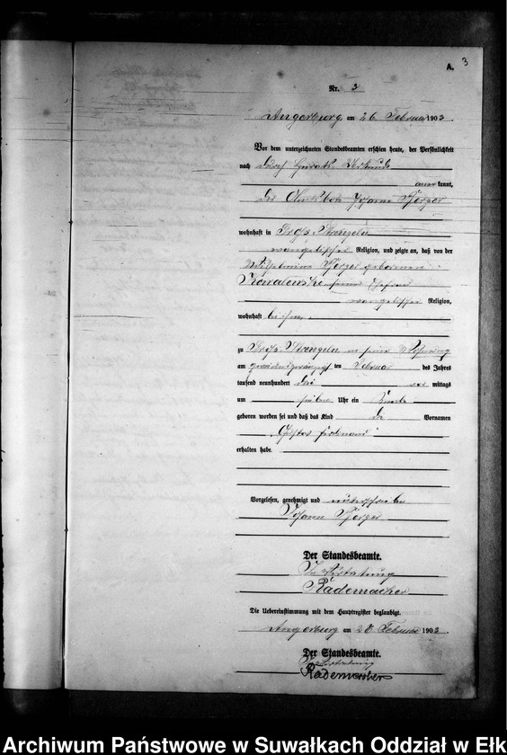 image.from.unit.number "Geburts-Neben-Register des Königlichen Preussischen Standes-Amtes Gr. Strengeln Kreis Angerburg"