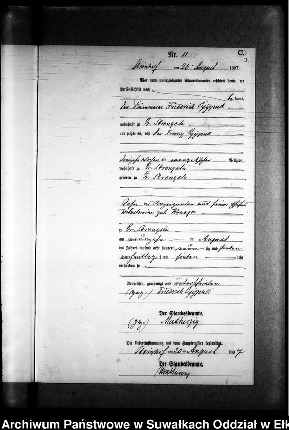 image.from.unit.number "Sterbe-Neben-Register des Preussischen Standes-Amtes Gr. Strengeln Kreis Angerburg"