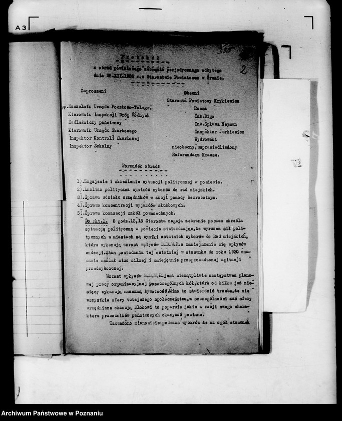 Obraz 5 z jednostki "Protokoły z zebrań periodycznych I instancji /naczelników władz i urzędów niezespolonych z terenu poszczególnych powiatów omawiające ogólną sytuację polityczną i społeczno-gospodarczą"