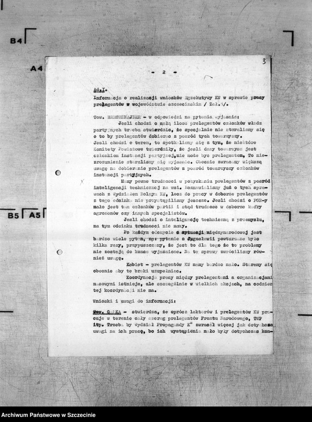Obraz 7 z jednostki "Protokoły posiedzeń Egzekutywy Komitetu Wojewódzkiego Polskiej Zjednoczonej Partii Robotniczej: 4, 13, 26 kwietnia 1955 r."