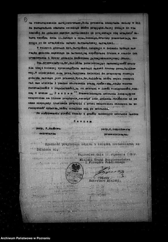 Obraz 10 z jednostki "/Towarzystwo Gimnastyczne Sokół w Wągrowcu - rejestracja/"