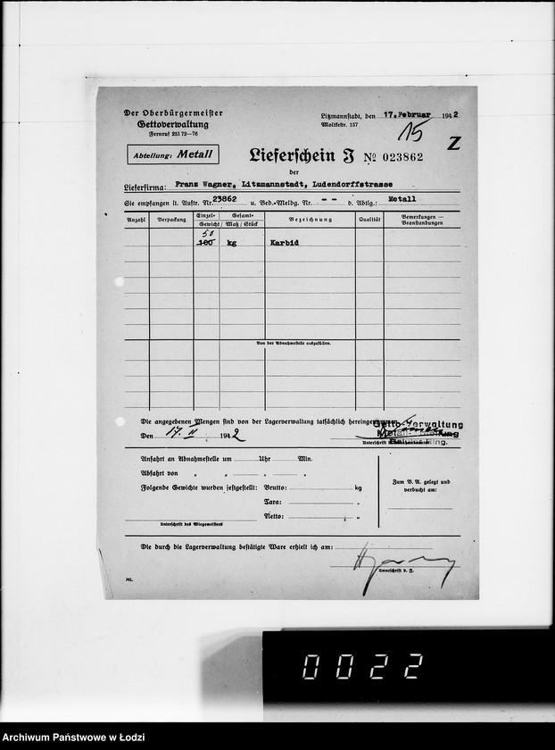 Obraz 19 z jednostki "W. [rachunki za dostawy towarów dla Getta]"