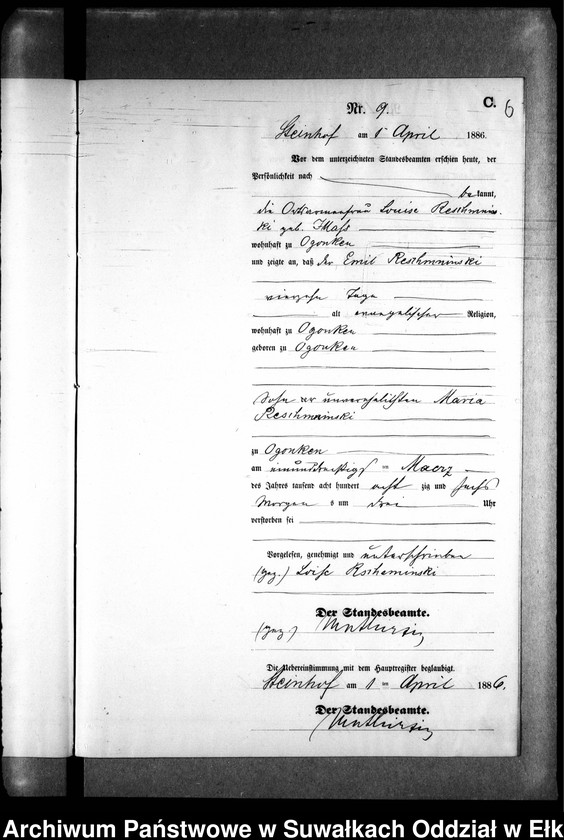 image.from.unit.number "Sterbe-Neben-Register des Preussischen Standes-Amtes Gr. Strengeln Kreis Angerburg"
