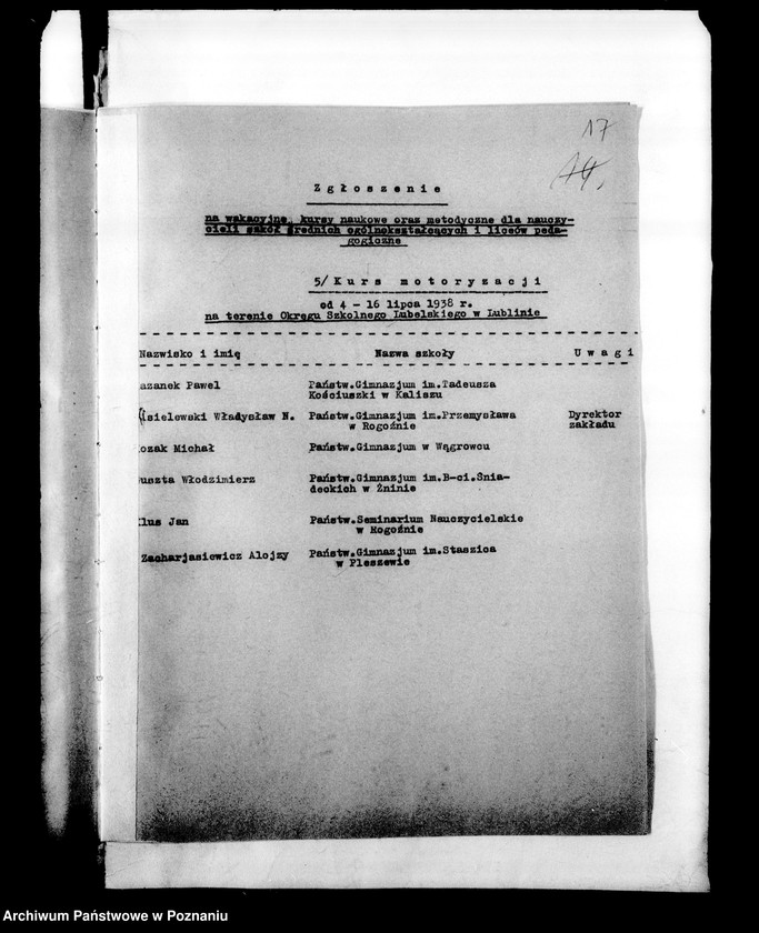 Obraz 20 z jednostki "Kursy wakacyjne nauczycieli szkół powszechnych [Spisy kandydatów na kurs]"