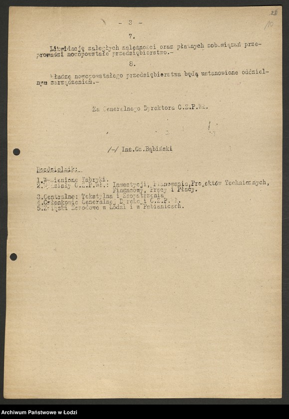 Obraz 11 z jednostki "Zarządzenia Generalnego Dyrektora Centralnego Zarządu Przemysłu Włókienniczego"