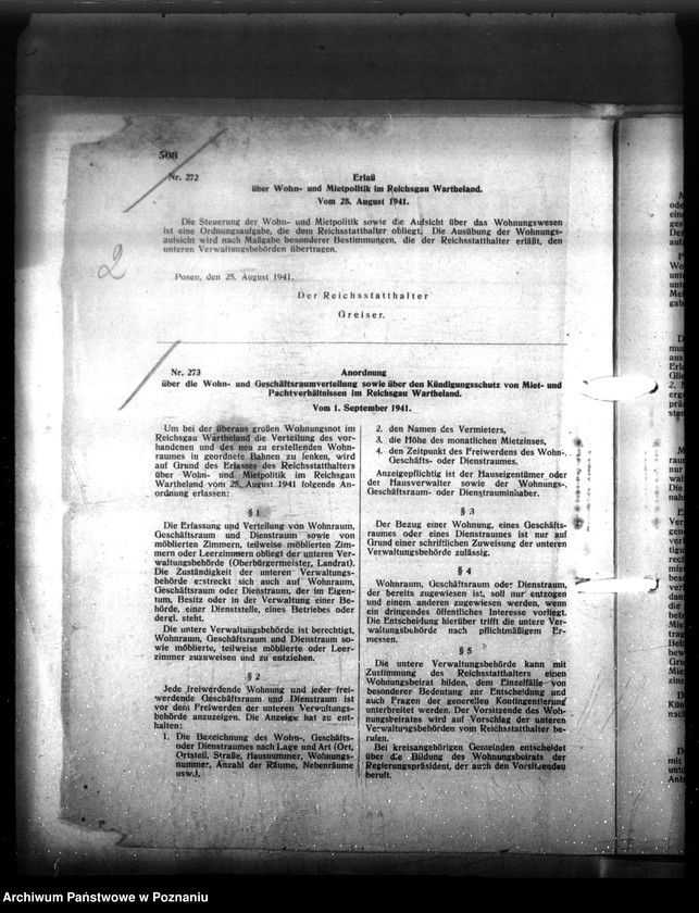Obraz 5 z jednostki "Anordnung und Erlasse über Wohnung und Mietpolitik im Reichsgau Wartheland"