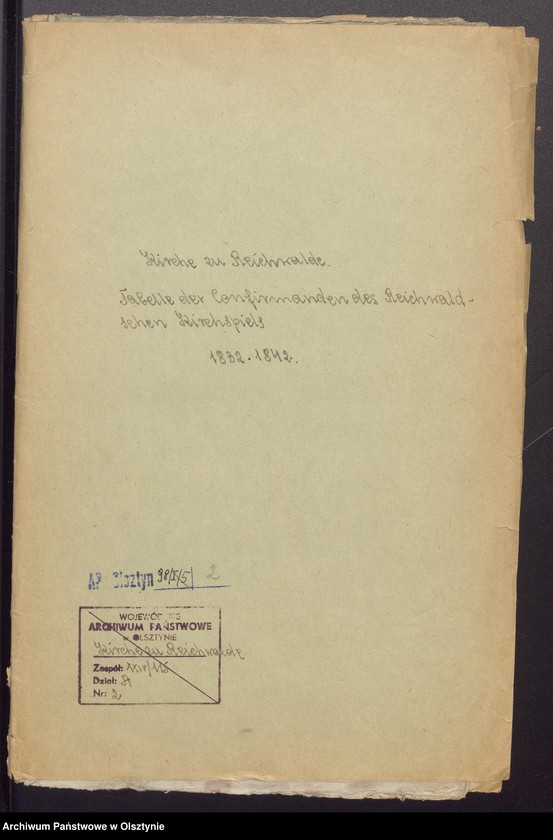 image.from.unit.number "Tabelle der Confirmandes des Reichealdschen Kirchspiels"