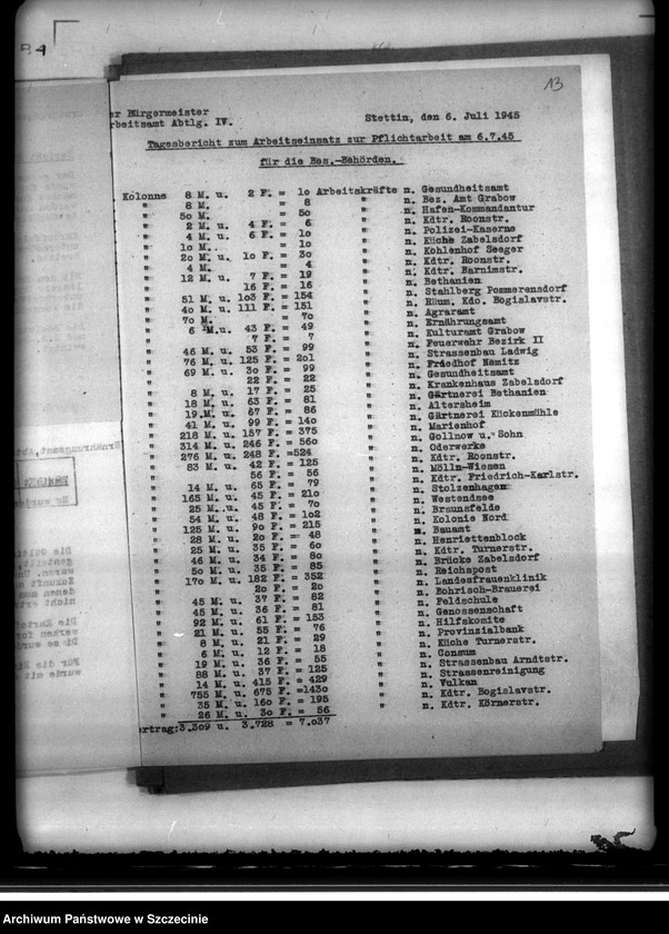 image.from.unit.number "Sprawozdania dzienne z działalności Wydziału Aprowizacyjnego niemieckiego Zarządu Miejskiego w Szczecinie m-c VI-VII.  Zeznania ludności cywilnej o napadach rabunkowych dokonanych przez Rosjan"