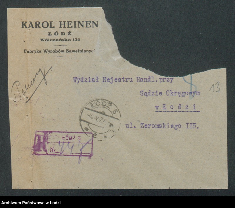 Obraz 15 z jednostki "Karol Heinem – sprzedaż przędzy i manufaktury"