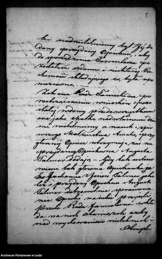 Obraz 9 z jednostki "Akta tyczące się ustanowienia opieki nad nieletnimi Amalią, Marią, Natalią, Juliuszem i Gotlibem Palmer po zmarłym Janie Palmer farbiarzu"