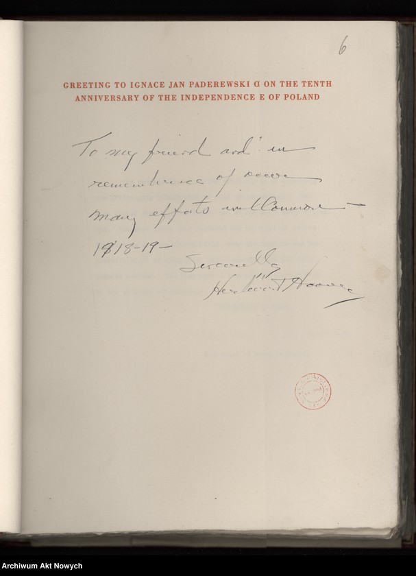 image.from.unit.number "The Kosciuszko Foundation. To Ignace Jan Paderewski - Artist, Patriot, Humanitarian. Album z życzeniami przedstawicieli społeczeństwa amerykańskiego i Polonii z okazji 10-lecia Polski Odrodzonej. Życzenia podpisali m.in. C. Coolidge, H. Hoover, F. D. Roosvelt, Ch. Dawes, T. H. Bliss, E. M. House, Ch, Hughes, J. Pershing, R. Lansing, J. D. Rockefeller"