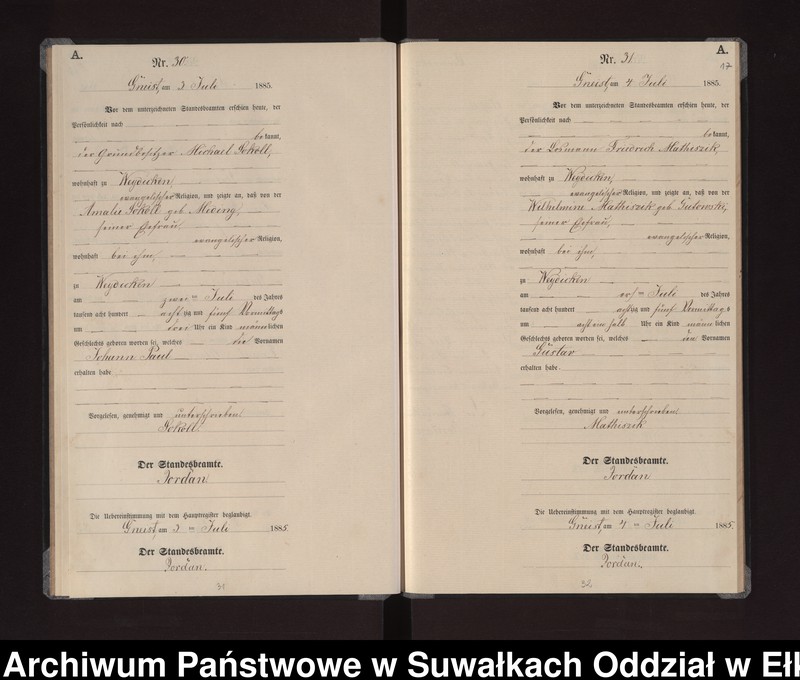 image.from.unit.number "Geburts-Neben-Register des Königlichen Preussischen Standes-Amtes Gneist Kreis Loetzen"
