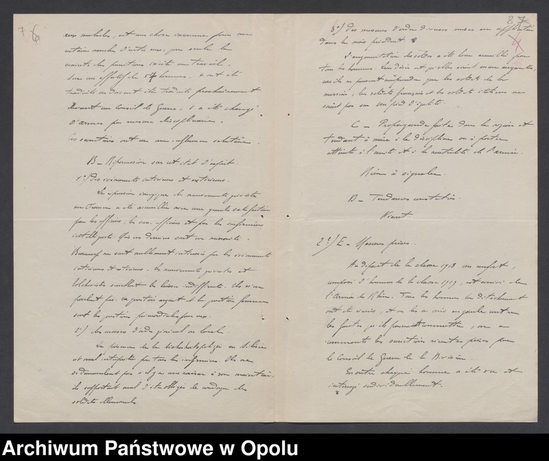 Obraz 9 z jednostki "/Raporty miesięczne oddziałów wojsk francuskich o morale żołnierzy/ V 1920"