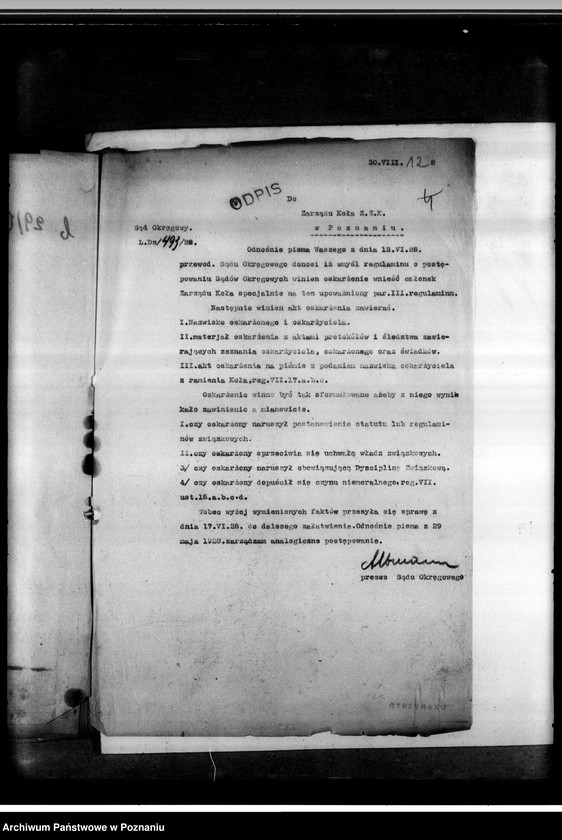 Obraz 16 z jednostki "Okręgowy Sąd Związkowy w Poznaniu"