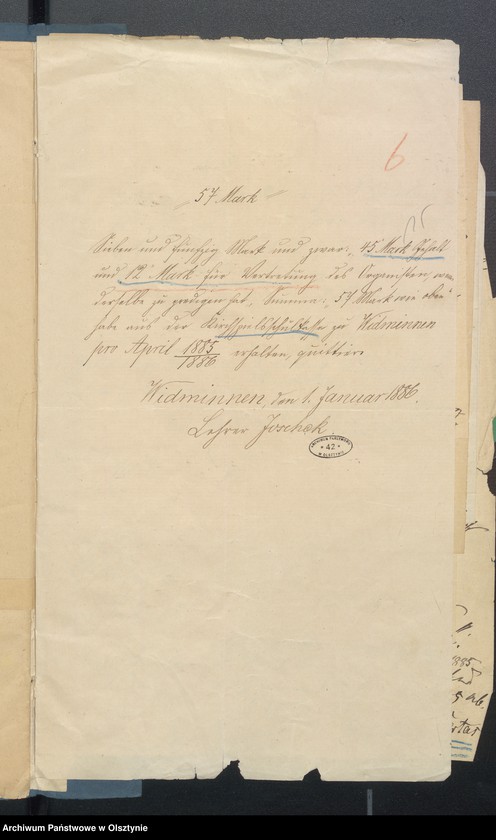 image.from.unit.number "Einnahme und Ausgabe Beläge der Kirchspielsschulkasse zu Widminnen"