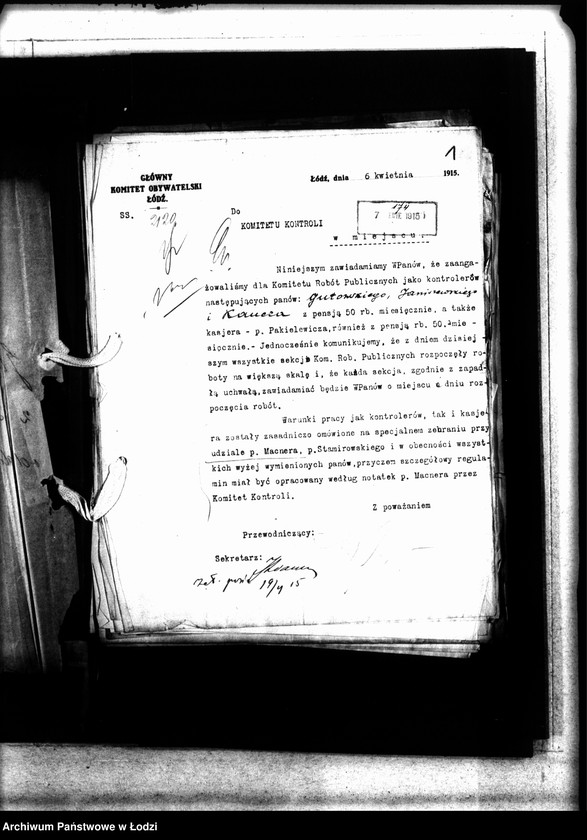 Obraz 5 z jednostki "Korespondencja Głównego Komitetu Obywatelskiego z Komitetem Kontroli"