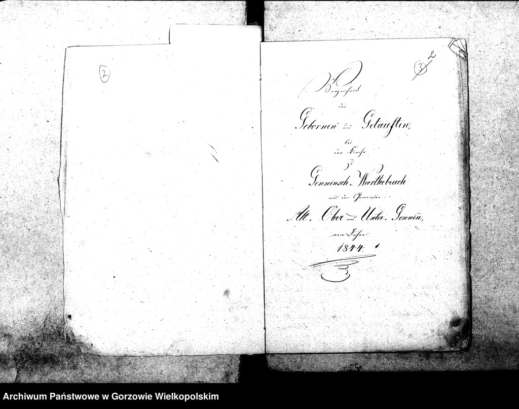 image.from.unit.number "Duplikate der Kirchenbücher von der Parochie Genninsch Warthebruch: Alt Gennin (Jeninek), Unter Gennin (Podjenin), Ober Gennnin (Jeniniec), Spiegel (Poźrzadło), Blumenthal Kwiatkowice), Ludwigsthal (Trzęsów), Bergenhorst (Gorzębia), Haferwiese (Gosławka), Pyrehner Holländer (Pyrzanki), Gross Rehne (Rań)   ."