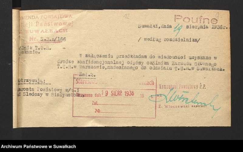 image.from.unit.number "[Wykaz związków zawodowych istniejących w powiecie wg. stanu na dzień 1. I 1937 r. oraz korespondencja]"