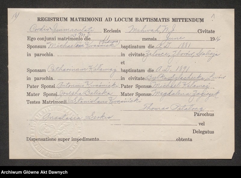 image.from.unit.number "Parafia: różne. Dekanat: różne. [Akta różnych urzędów parafialnych na terenie archidiecezji lwowskiej]."