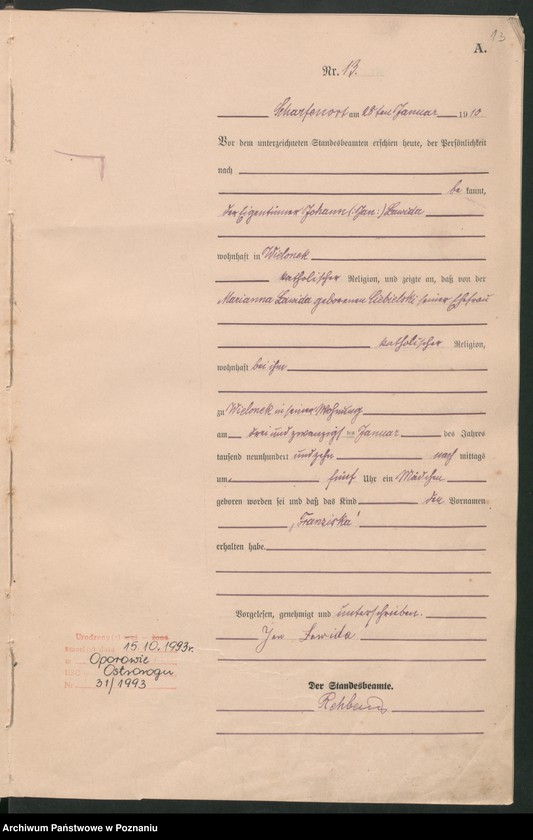 Obraz 16 z jednostki "[Rejestr główny urodzeń]"
