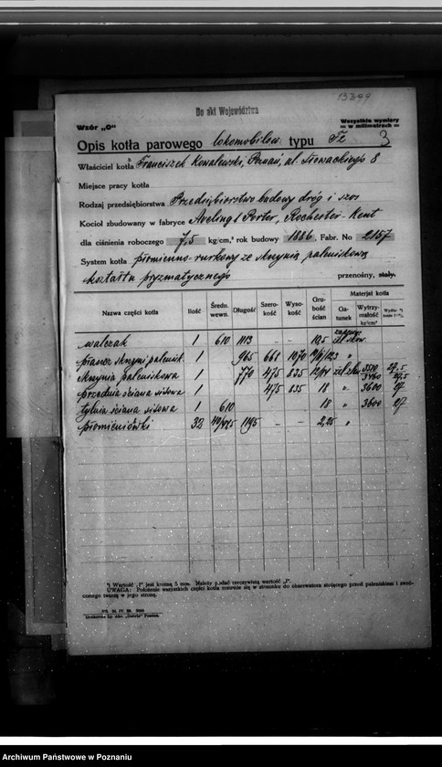 Obraz 7 z jednostki "Przedsiębiorstwo budowy dróg i szos Fr. Kowalewskiego Poznań nr woj. kotła 6191"