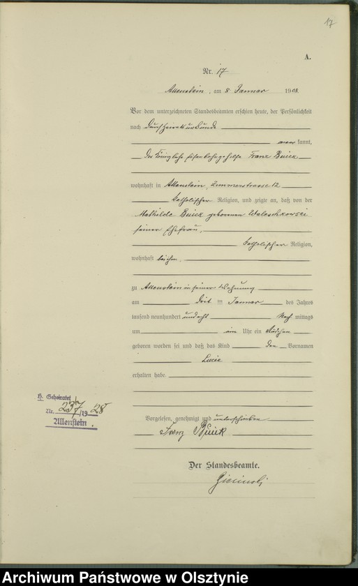 image.from.unit.number "Geburts-Haupt-Register Tom I, Nr 1-398"