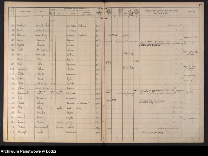 Obraz 15 z jednostki "Księga kontroli ruchu ludności (rejestr osób przybywających do gminy) Łódź, zameldowania pozaankietowe, komisariat XI, nr 1-1263"