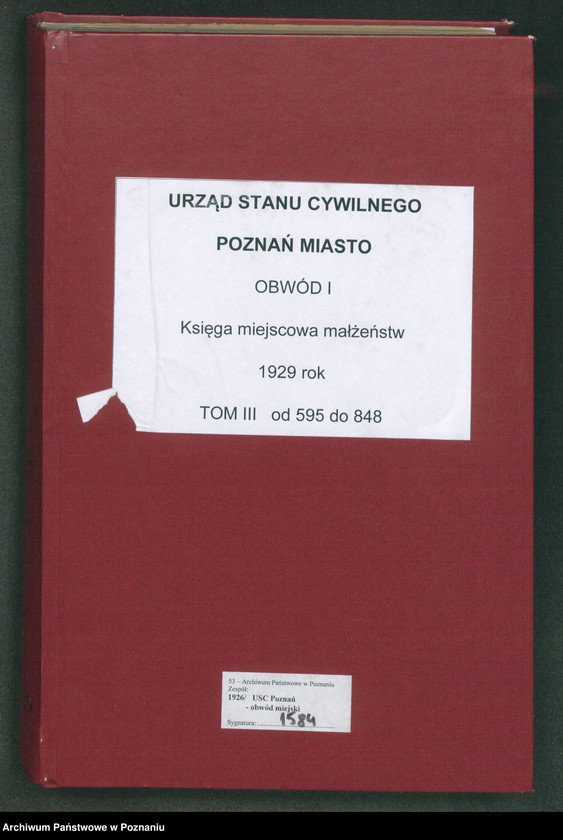 Obraz 2 z jednostki "Księga miejscowa małżeństw tom III [Rejestr główny małżeństw]"