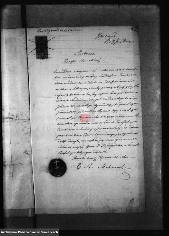 image.from.unit.number "Kniga Dokumentov k Aktam Brakosočetavšichsja Bakalarževskogo Rimsko- Katoličeskogo Prichoda za 1891 g"