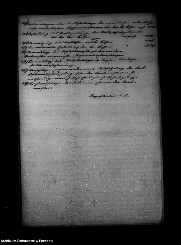 Obraz 11 z jednostki "/spisy akt przejętych przez Wydział Kasowy/"