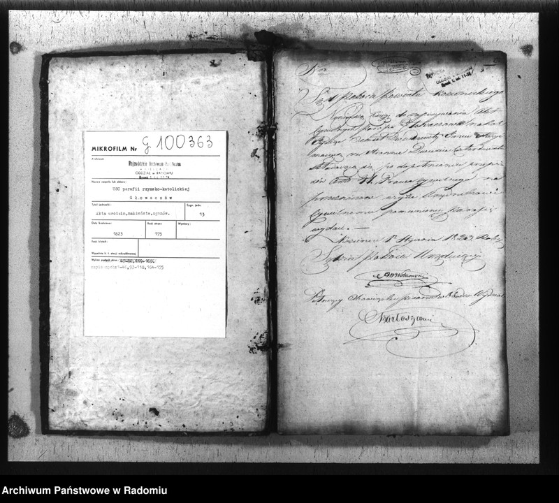 image.from.unit.number "Akta cywilne miasta Głowaczew na rok 1823"