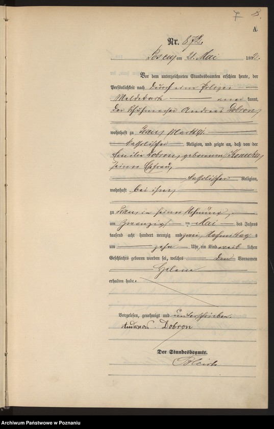 Obraz 10 z jednostki "Księga urodzeń t. III"