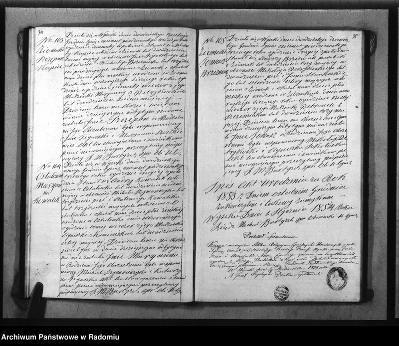 image.from.unit.number "Duplikat akt Religijno - Cywilnych Urodzonych, Zaszlubionych i Zmarłych Kościoła Parafij Wysoka za rok 1853 spisanych"