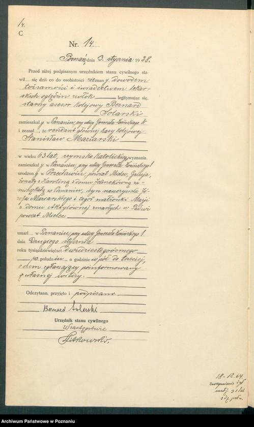 Obraz 16 z jednostki "Księga miejscowa zgonów tom I [Rejestr główny zgonów]"