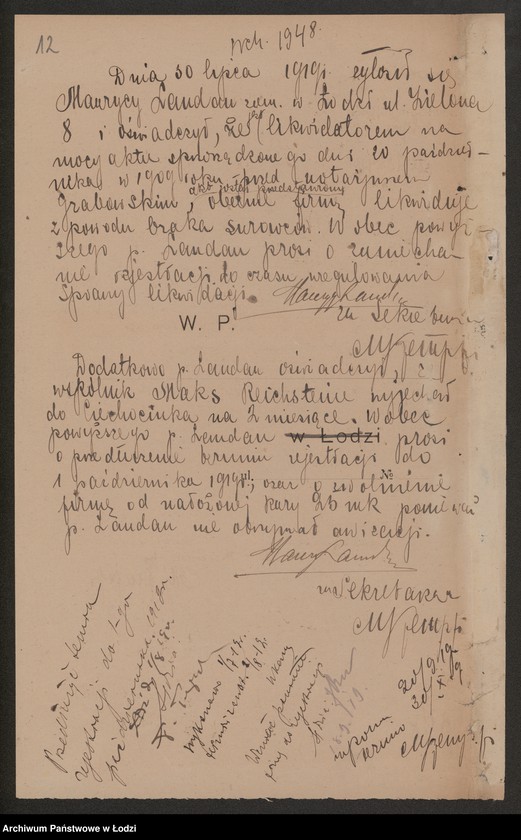 Obraz 14 z jednostki "Maks Reichstern, Maurycy Landan- fabrykacja i sprzedaż materiałów wełnianych i półwełnianych"