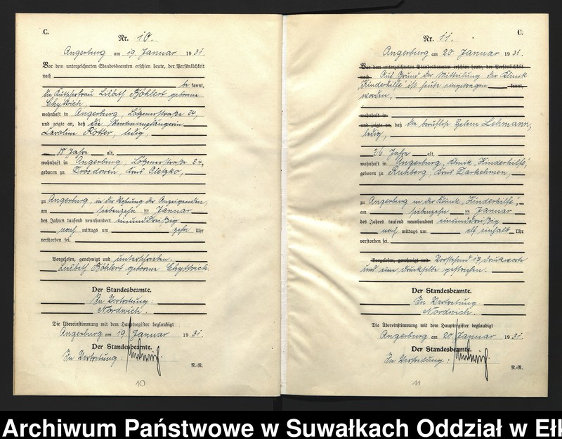 image.from.unit.number "C2. Sterbe - Register (Neben - Register) Standesamt Angerburg Ostpr. einschl. der Standesamtsbezirk Gross Strengeln, Kehlen und Prinowen"