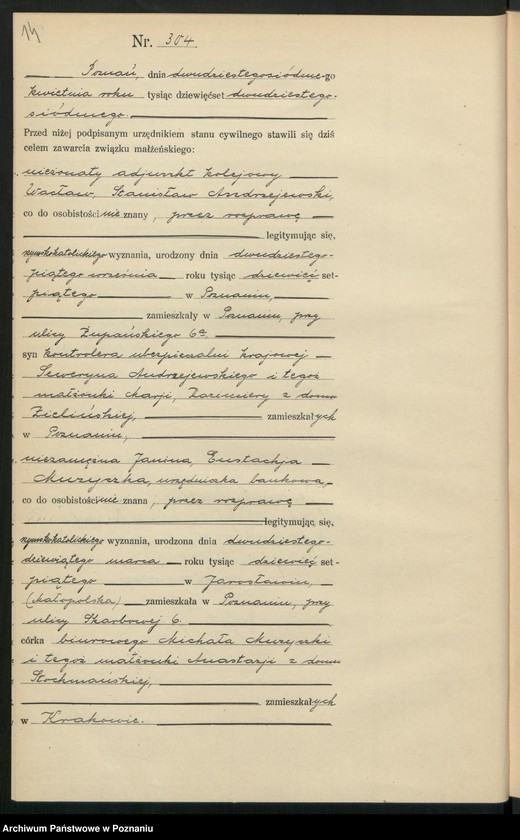 Obraz 16 z jednostki "Księga miejscowa małżeństw tom II [Rejestr główny małżeństw]"