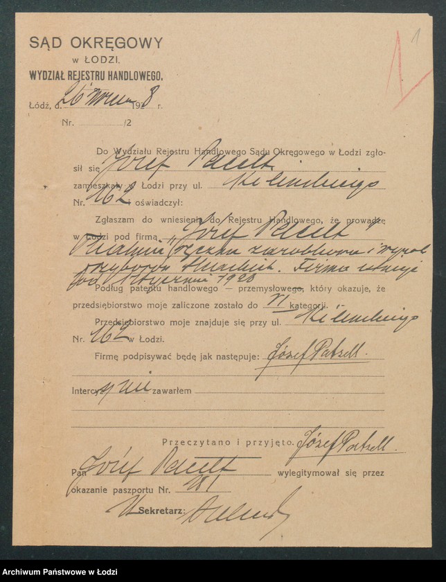 Obraz 3 z jednostki "Józef Paccelt- tkalnia ręczna zarobkowa i wyrób przyborów tkackich"