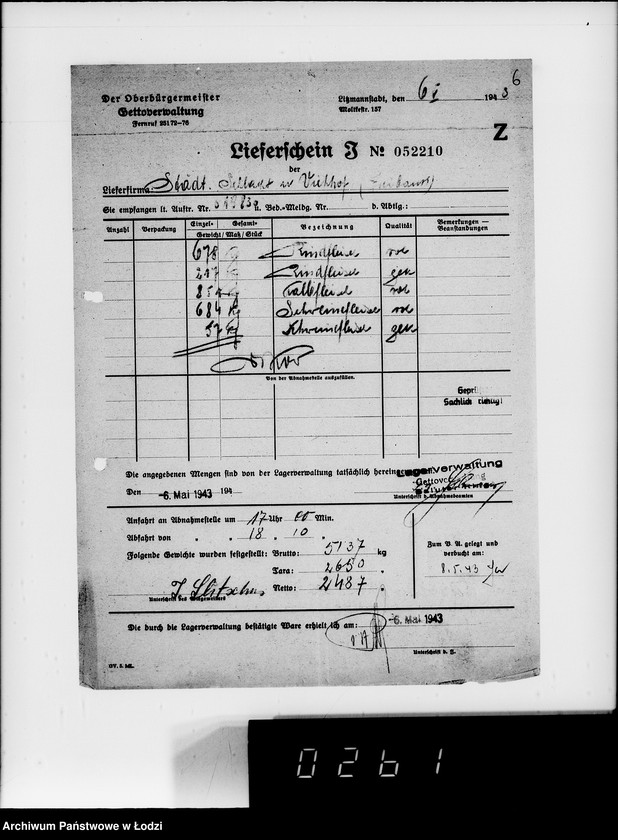 Obraz 11 z jednostki "Lebensmitteleinkauf. Aufträge, [Lieferscheinen und Rechnungen] 19781-19830 [Dostawa artykułów pierwszej potrzeby do Getta]"